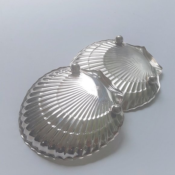 VTG BIRKS Silver PLATE SHELL SHAPED FOOTED CANDY DISH Vanity Tray 2 Available - Picture 5 of 12